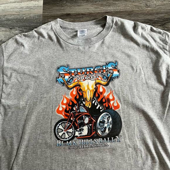 2006 Sturgis Black Hills Rally South Dakota Heather Grey Biker Graphic Tee - Picture 1 of 8